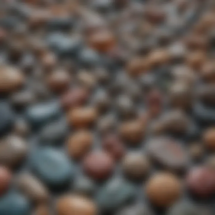A selection of polished stones reflecting light in various hues.