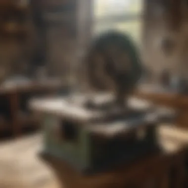 A well-maintained lapidary trim saw set up in a workshop