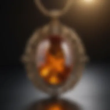 Elegant amber pendant gleaming under soft lighting