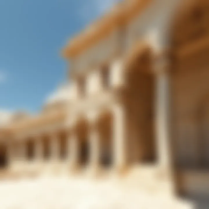 Architectural structures utilizing white limestone as a primary material