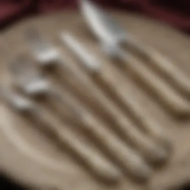 Antique Bone Handled Flatware in Intricate Design