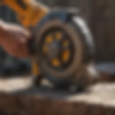 Close-up of a portable rock saw showcasing its durability