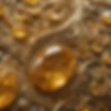A stunning close-up of a yellow gemstone showcasing intricate patterns and textures