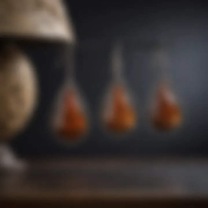 Elegant display of dinosaur bone earrings against a modern backdrop