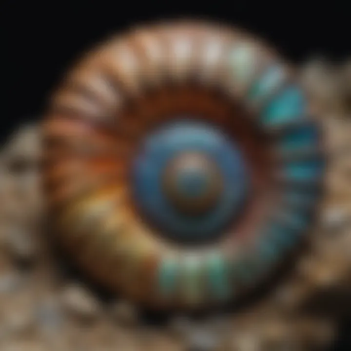 Iridescent Beauty of Fossilised Ammonite