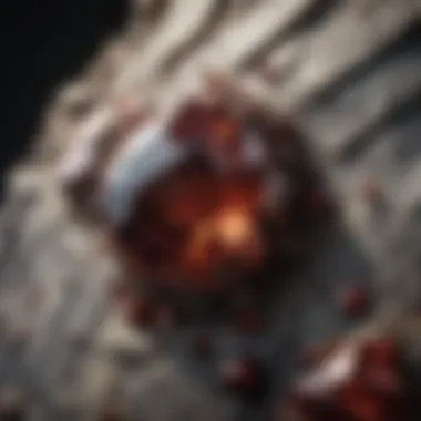 Close-up Encounter with Garnet Inclusion in Granite Garnet Inclusion in Granite Close-up