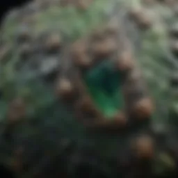 Close-up view of garnierite showing its unique green hues and textures