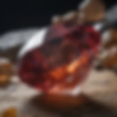 Close-up of a gemstone under professional lighting for detailed analysis