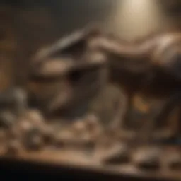 An impressive collection of dinosaur fossils displayed in a showcase