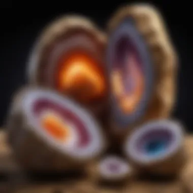 Geode Size and Shape Comparison Geode comparison with regular rocks for size and shape reference
