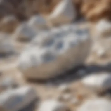 Geological setting revealing the natural habitat of white crystal-like rocks