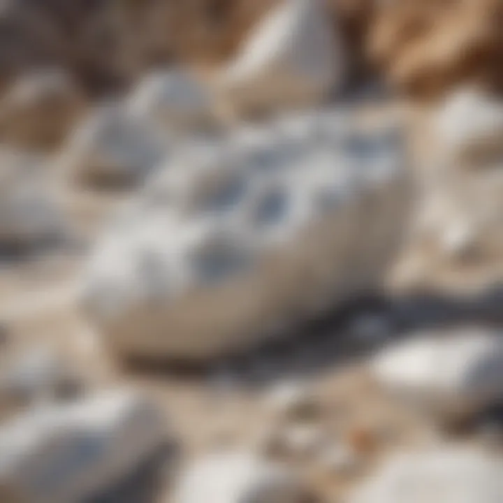 Geological setting revealing the natural habitat of white crystal-like rocks