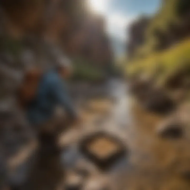 Geological treasure discovery process with backpack gold sluice