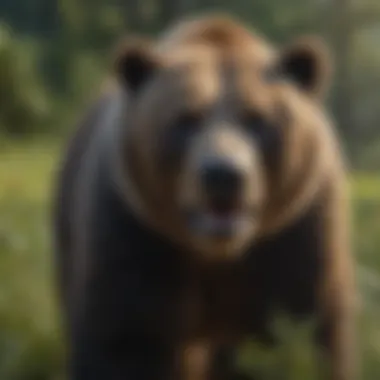 A prehistoric giant short-faced bear in a lush landscape