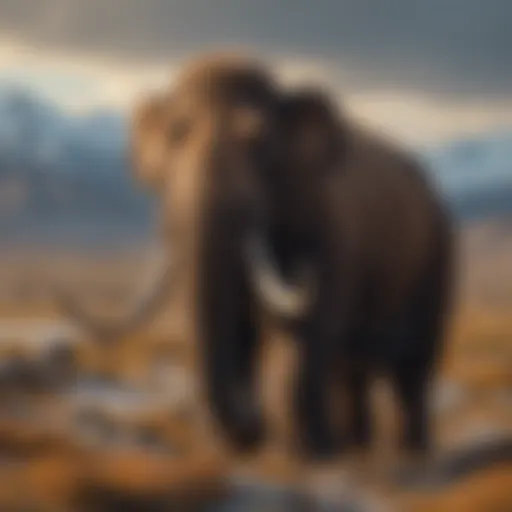 A majestic woolly mammoth roaming the tundra