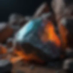 Iridescent rock glowing in the dark