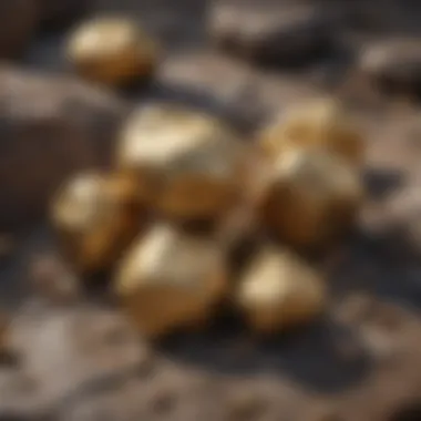 Gold ore nuggets embedded in rock matrix