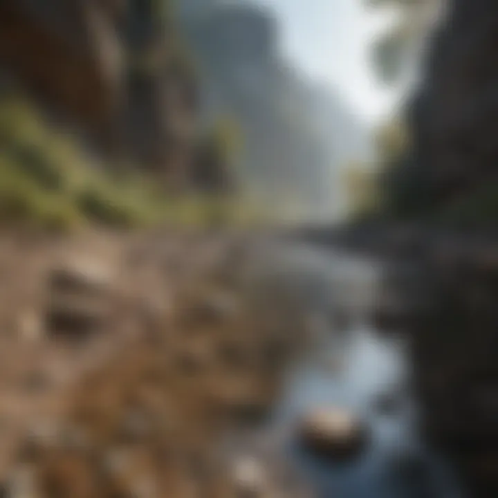 Rock formations by the river bank