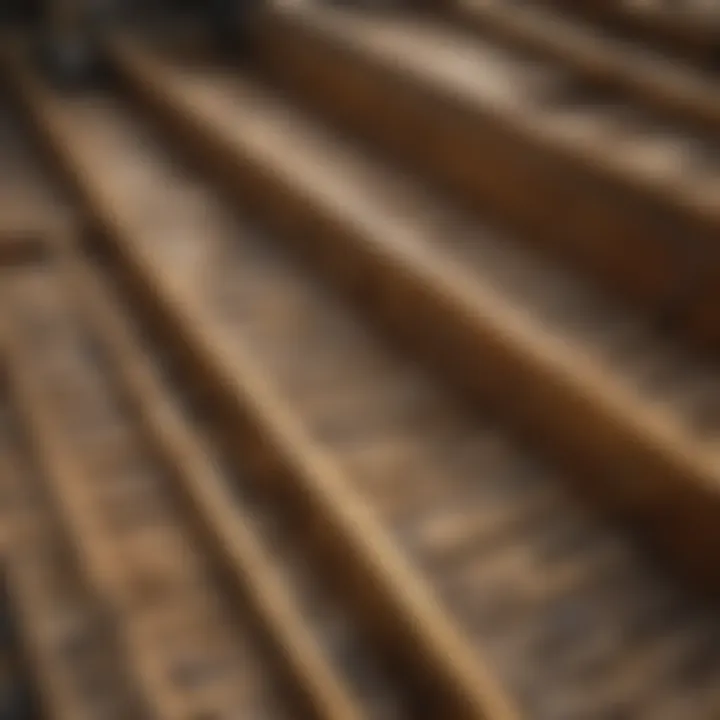 A detailed view of intricate grooves in a sluice box