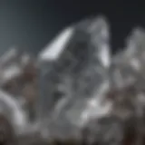 Close-up view of a gray quartz crystal showcasing its unique facets