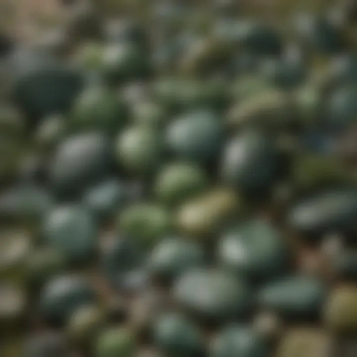 A collection of various green stones in natural light