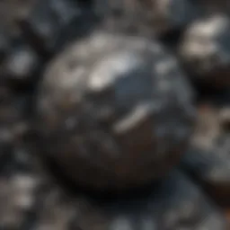 Close-up view of a metallic meteorite showcasing its unique texture