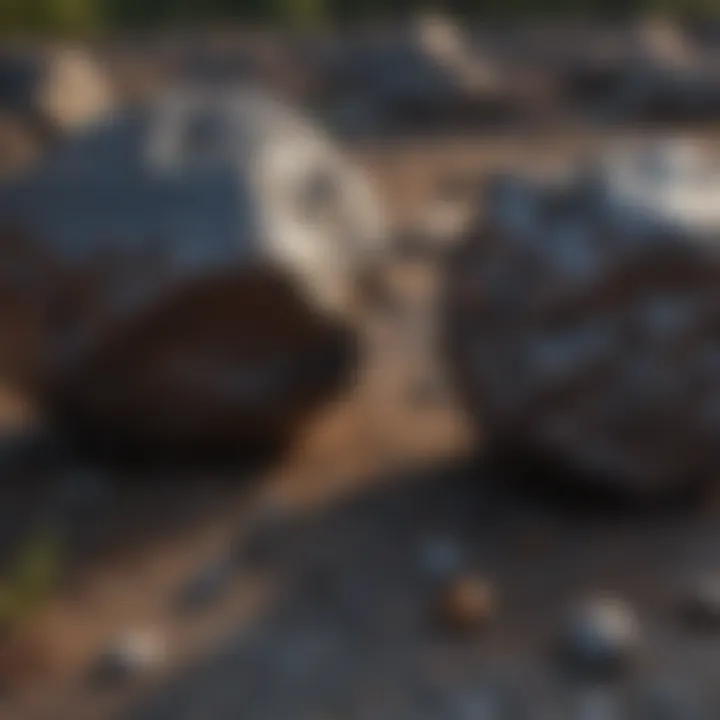Comparison of a meteorite and terrestrial rock side by side