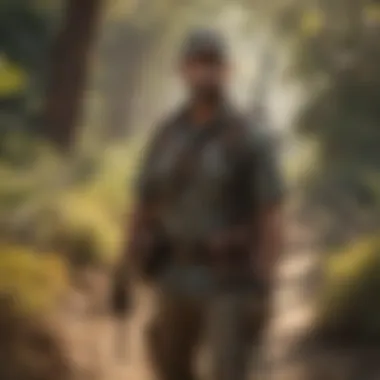 Eager Hunter on the Trail in California Hunter Tracking Game in California