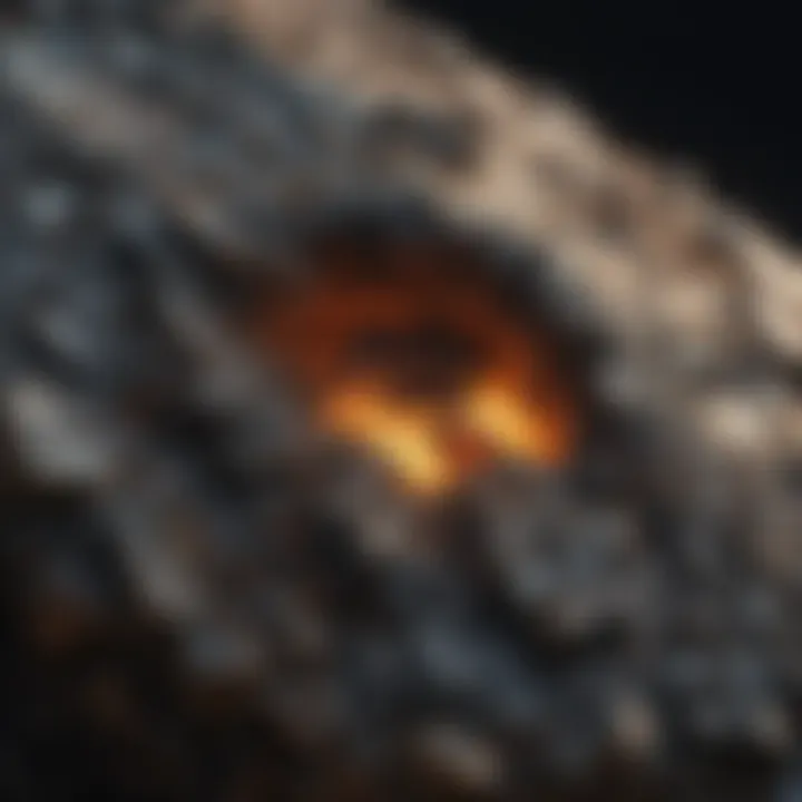 Close-up view of a meteorite's fusion crust highlighting its unique surface.