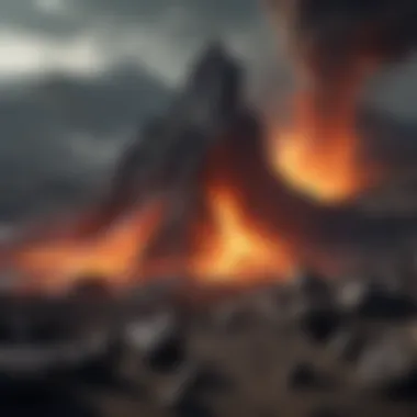 Volcanic eruption showcasing igneous rock formation