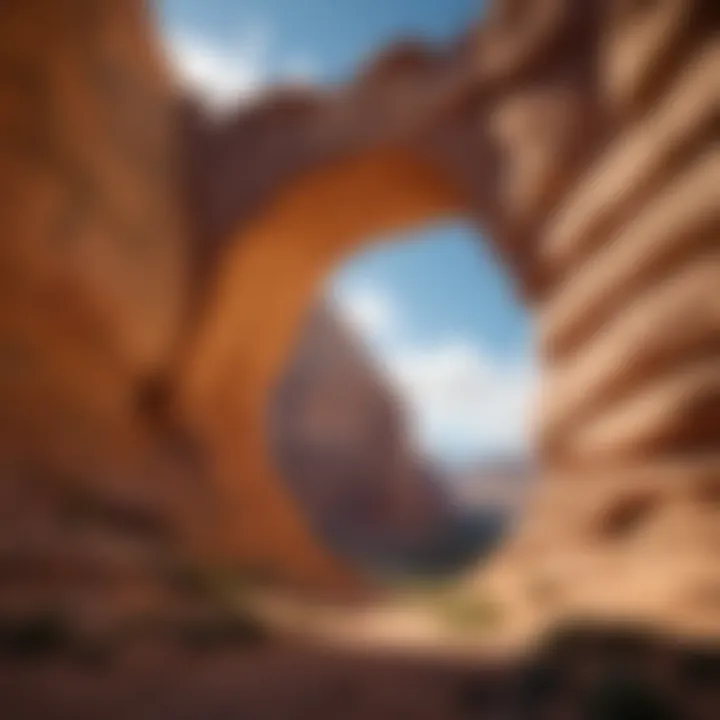 An impressive sandstone arch sculpted by natural forces over time