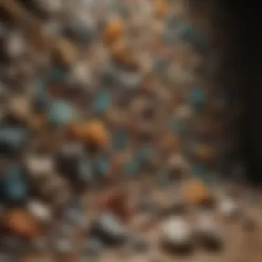 Textured Backdrop for Mineral Collection Intricate backdrop showcasing a stunning mineral collection against a textured wall.