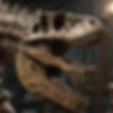 Close-up of intricate dinosaur skeleton discovery