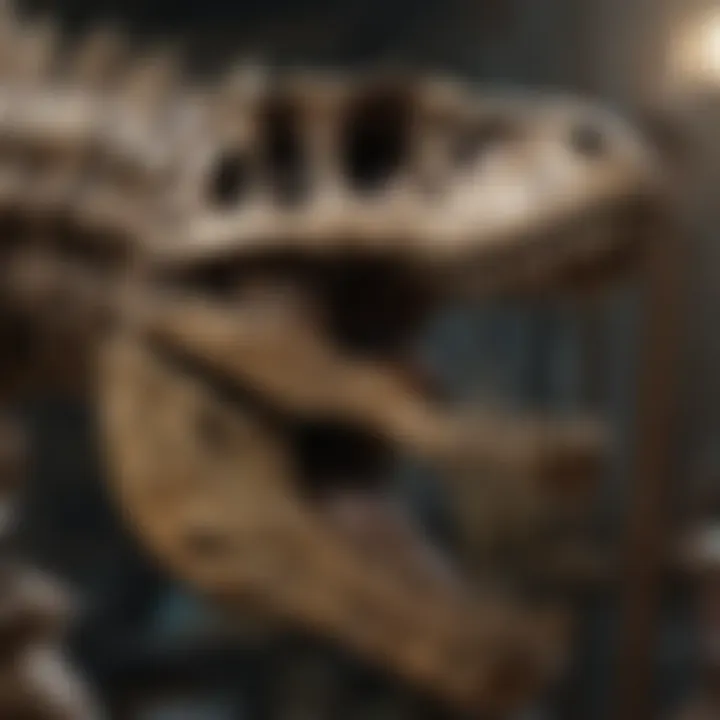 Close-up of intricate dinosaur skeleton discovery