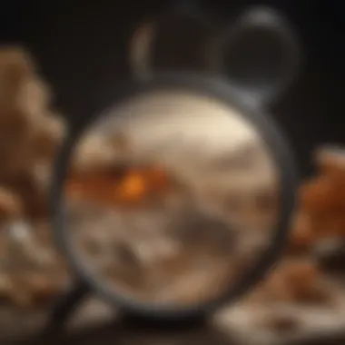Detailed image of a fossil under a jeweler's magnification glass