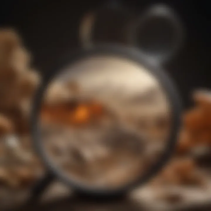 Detailed image of a fossil under a jeweler's magnification glass
