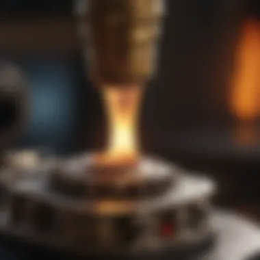 Close-up of flame control mechanism on jewelry torch