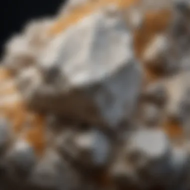 Detailed macro shot of talc-coated rock specimen