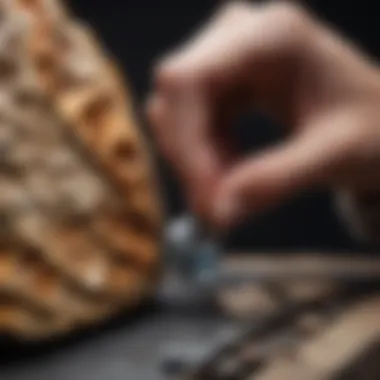 Lapidary machine delicately polishing a fossil specimen