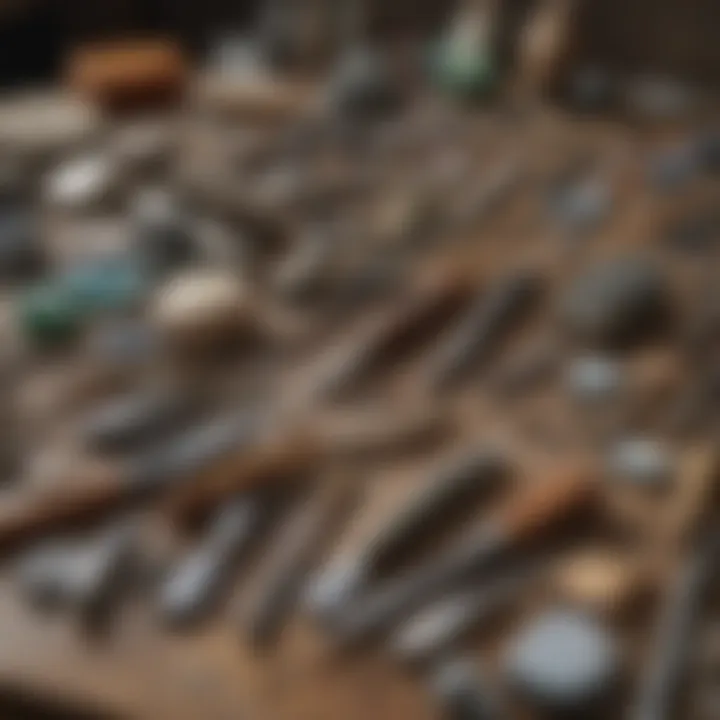 Lapidary tools assortment on a workbench