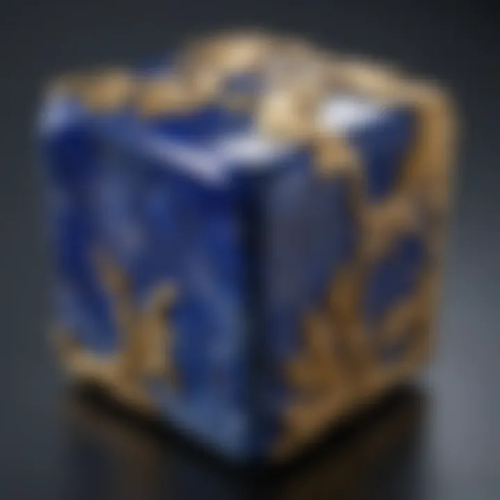 A beautifully polished lapis lazuli stone reflecting its rich blue and gold tones