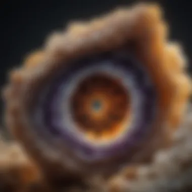 Macro shot of small geode unveiling its geological secrets
