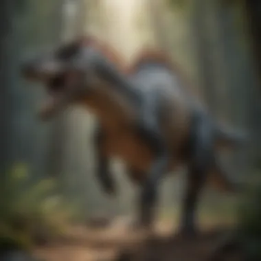 Spectacular Spinosaurus Roaming Magnificent Spinosaurus in its natural habitat