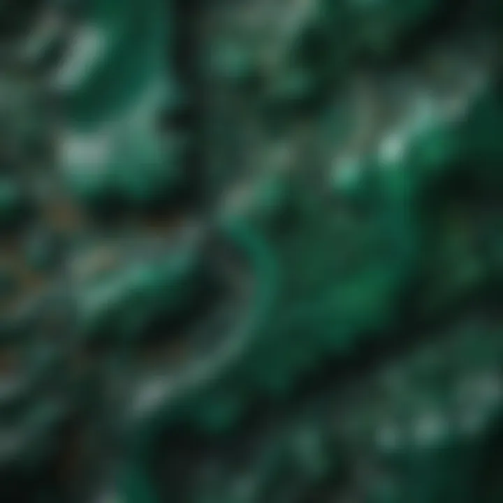 Close-up of malachite showcasing its intricate green patterns