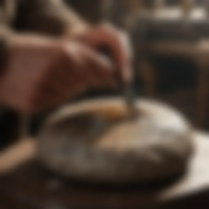 Artistic stone polishing techniques at work