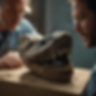 Examination of Megalodon Tooth Discovery Paleontologist Examining Megalodon Tooth