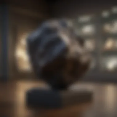 Meteorite collection displayed in a sophisticated museum setting