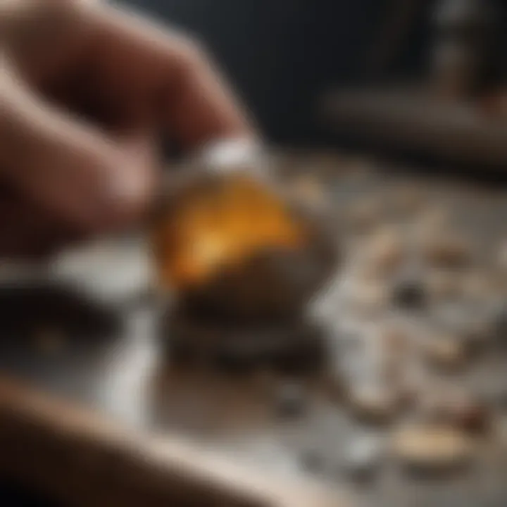 Rock specimen being meticulously polished using Dremel equipment