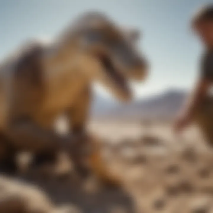 Paleontologist Excavating Mosasaur Tooth