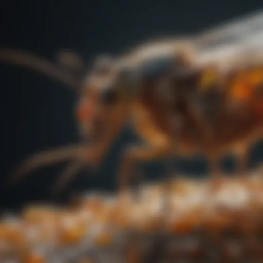 Close-up view of a mosquito encased in amber, showcasing intricate details.